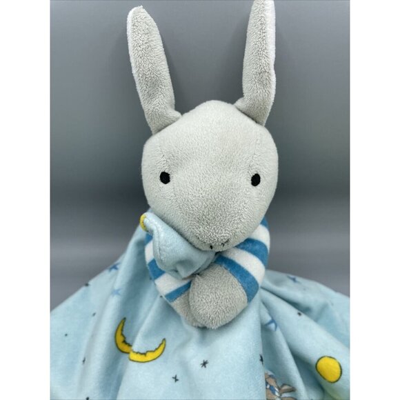 Goodnight Moon Bunny Lovey Security Blanket Plush Blue Yellow‎ - Picture 3 of 5